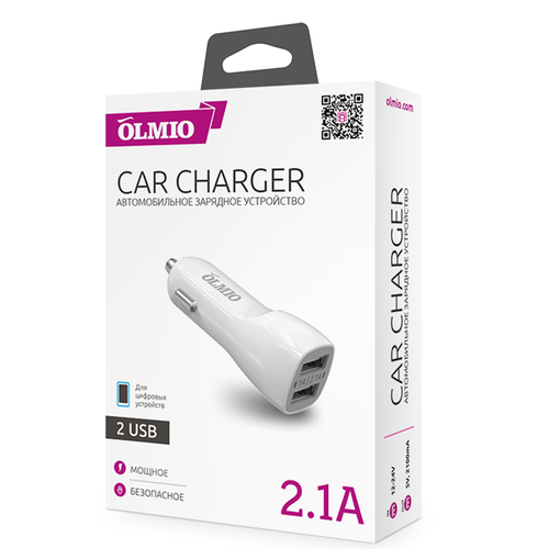 АЗУ OLMIO 2USB, 2.1A White